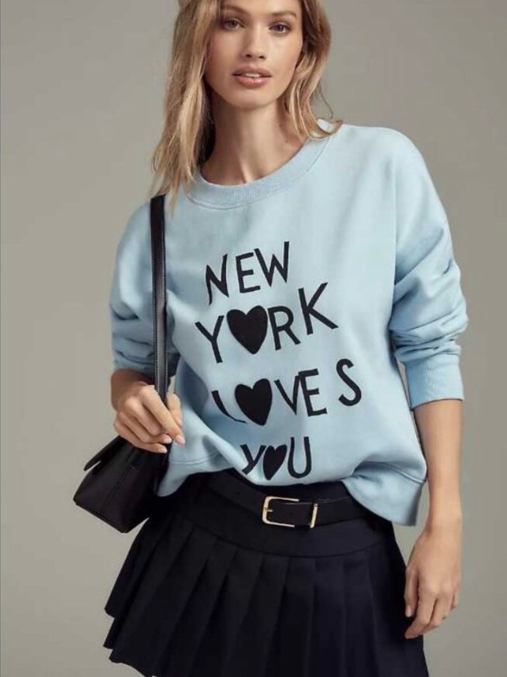 Maeve Light Blue 'New York Loves You' Crewneck Sweater